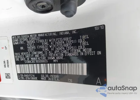 2011 Toyota Sienna Le V6 from USA, damaged, VIN 5TDKK3DC1BS090655